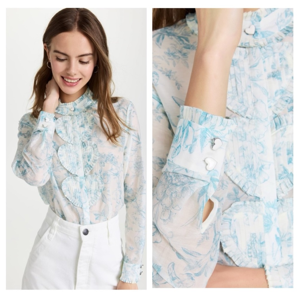 alice + olivia Kurt Ruffle Pintuck Blouse